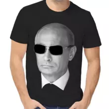Футболка унисекс черная с Путиным в очках